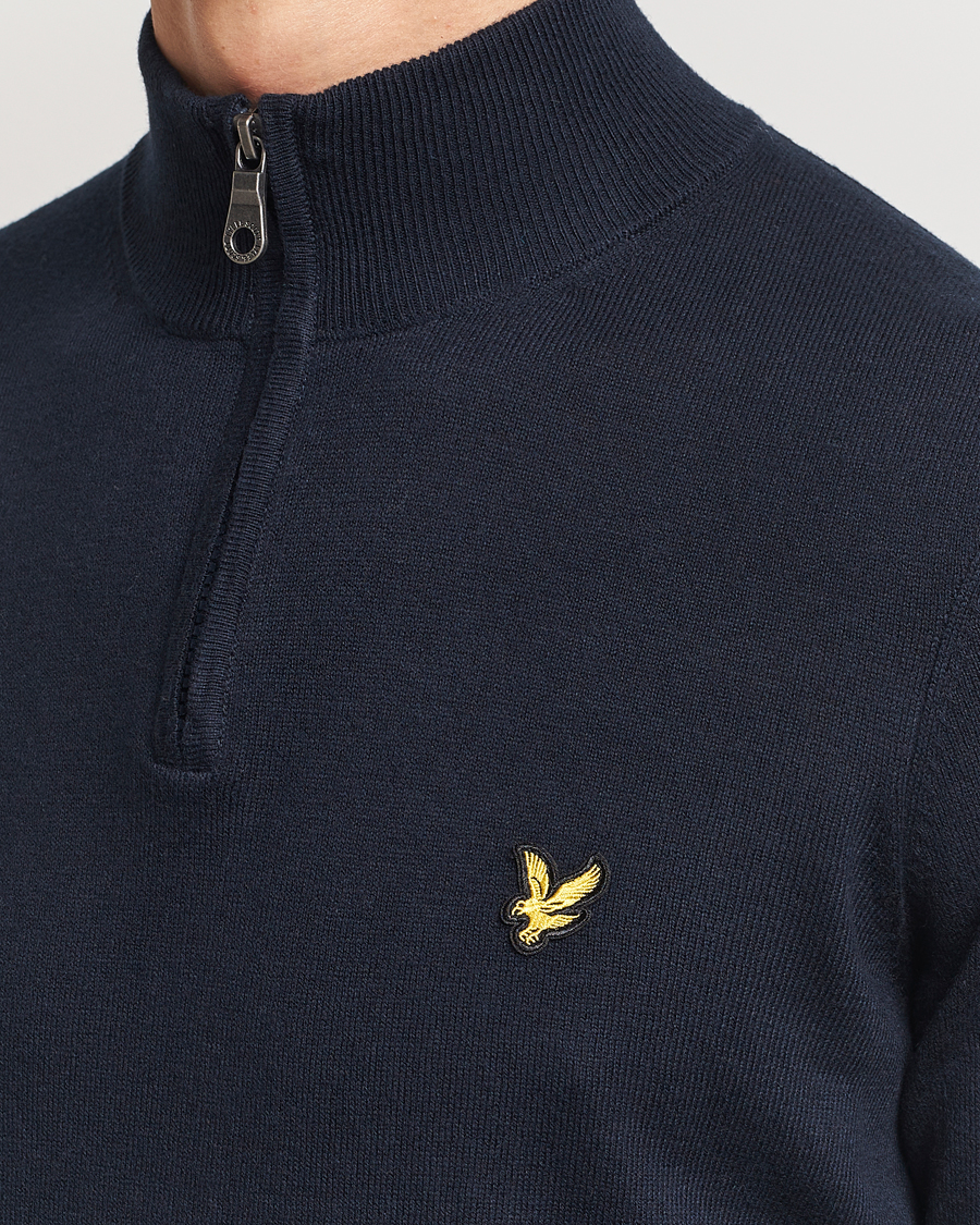Hombres | Jerséis y prendas de punto | Lyle & Scott | Cotton/Merino Half Zip Dark Navy