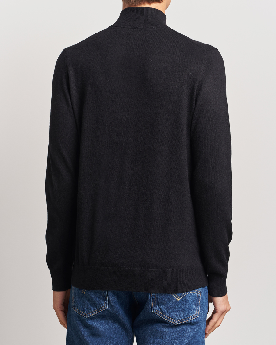 Hombres | Jerséis y prendas de punto | Lyle & Scott | Cotton/Merino Half Zip Jet Black