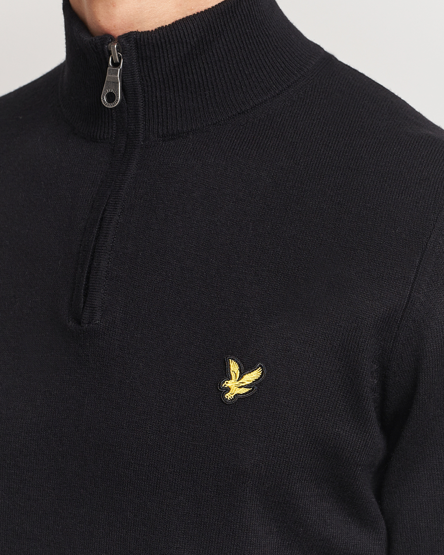 Hombres | Jerséis y prendas de punto | Lyle & Scott | Cotton/Merino Half Zip Jet Black