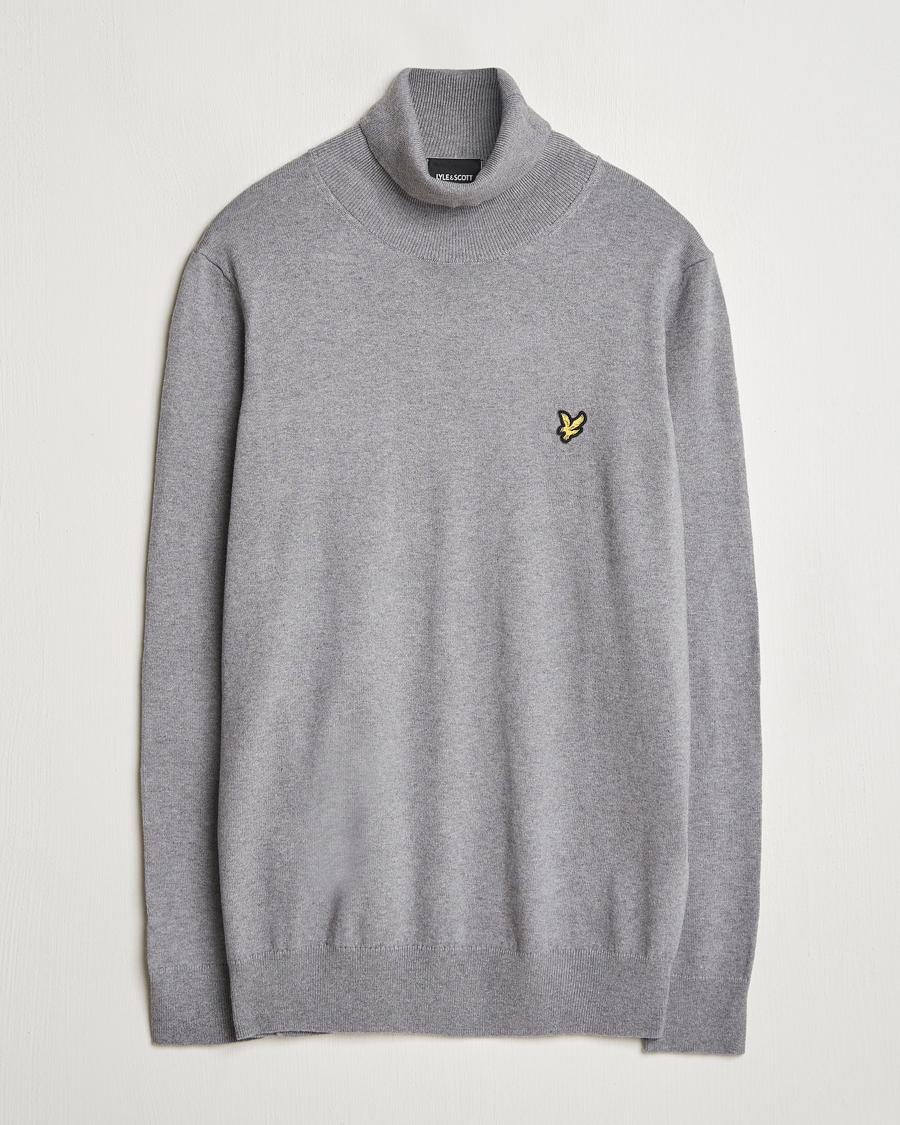 Hombres | Jerséis y prendas de punto | Lyle & Scott | Cotton/Merino Turtleneck Mid Grey Marl