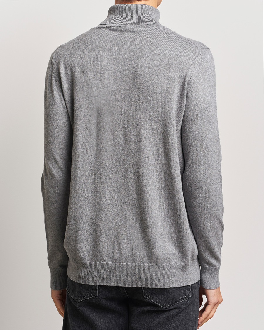 Hombres | Jerséis y prendas de punto | Lyle & Scott | Cotton/Merino Turtleneck Mid Grey Marl