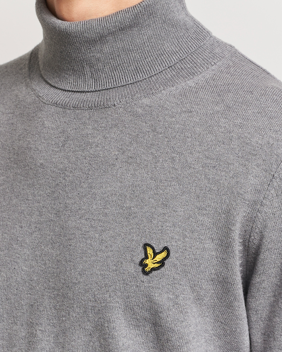 Hombres | Jerséis y prendas de punto | Lyle & Scott | Cotton/Merino Turtleneck Mid Grey Marl