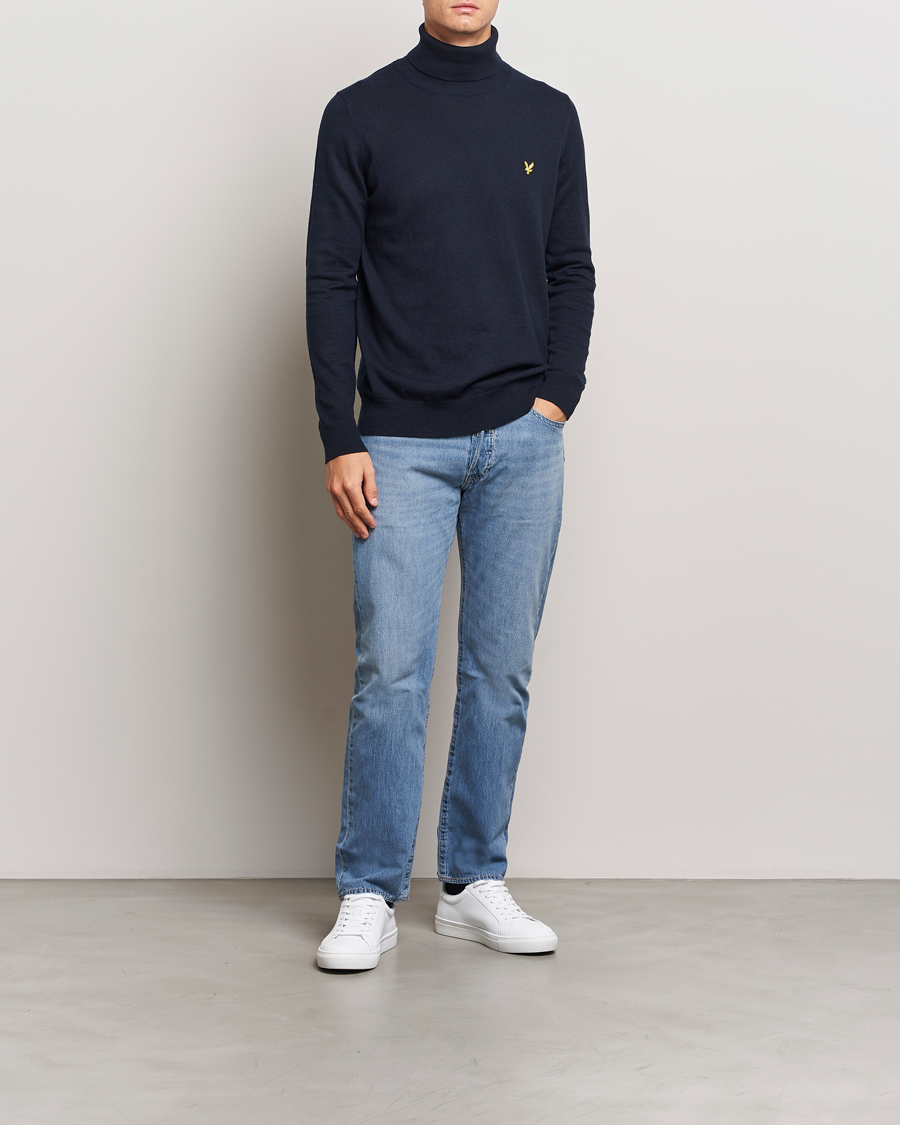 Hombres | Jerséis y prendas de punto | Lyle & Scott | Cotton/Merino Turtleneck Dark Navy