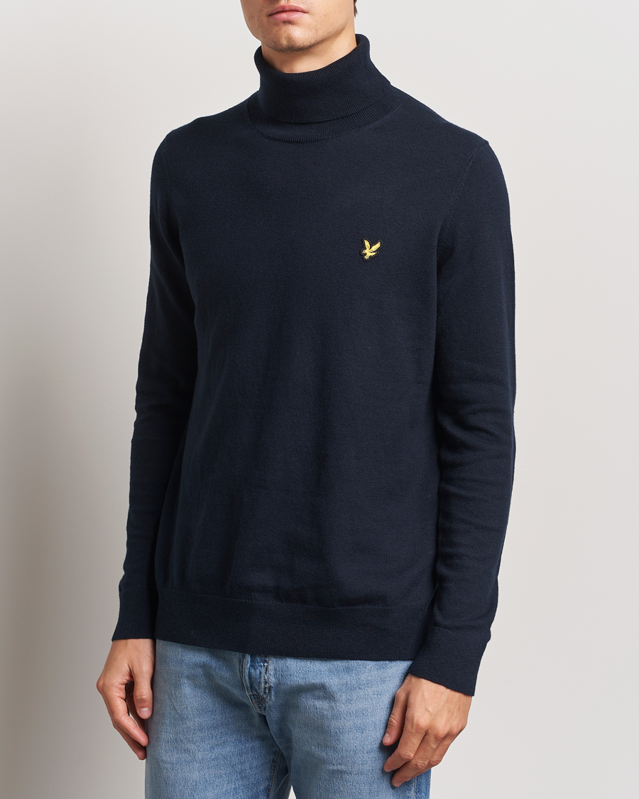 Hombres | Jerséis y prendas de punto | Lyle & Scott | Cotton/Merino Turtleneck Dark Navy