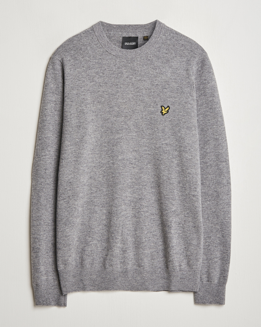 Hombres | Jerséis y prendas de punto | Lyle & Scott | Lambswool Crew Neck Pullover Mid Grey Marl