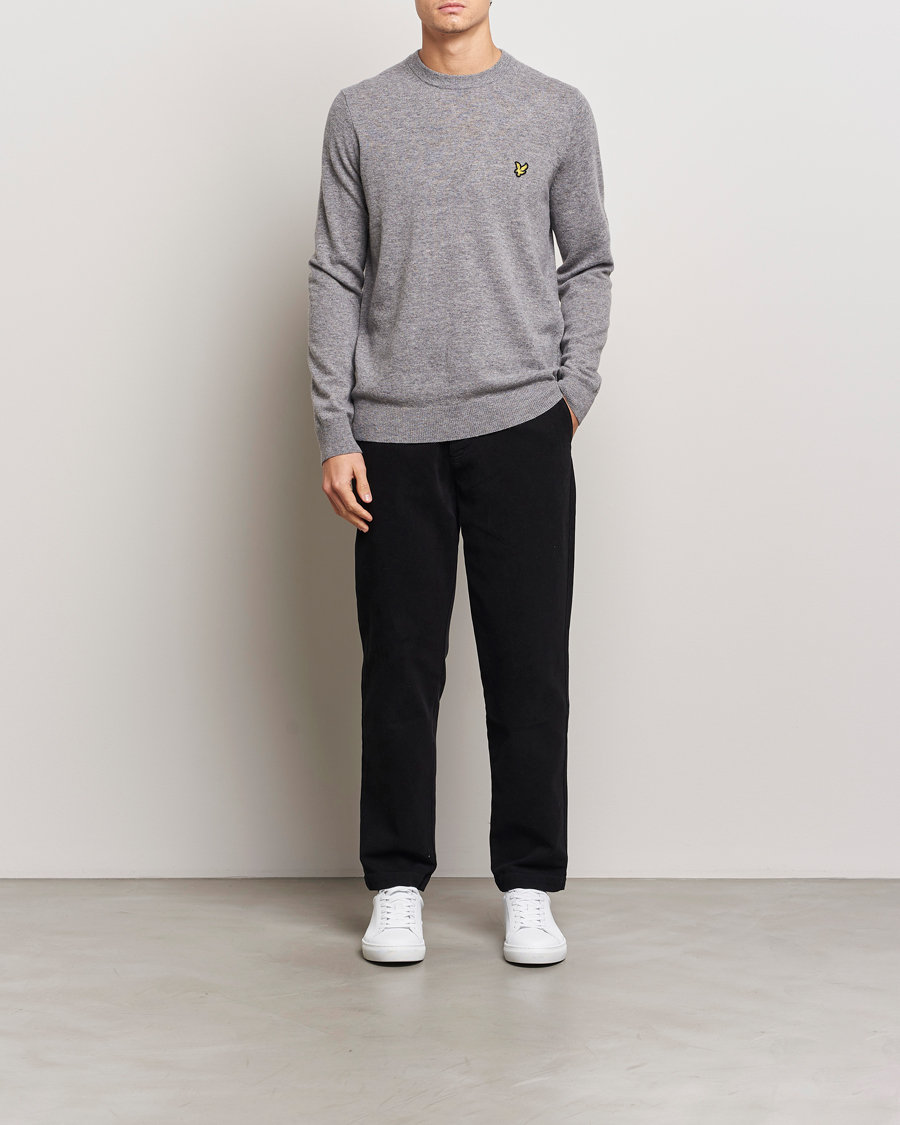 Hombres | Jerséis y prendas de punto | Lyle & Scott | Lambswool Crew Neck Pullover Mid Grey Marl