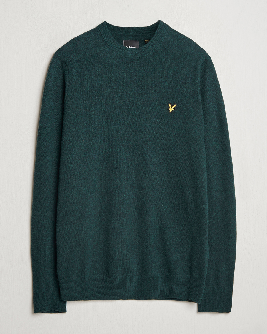 Hombres | Jerséis y prendas de punto | Lyle & Scott | Lambswool Crew Neck Pullover Argyle Teal Marl