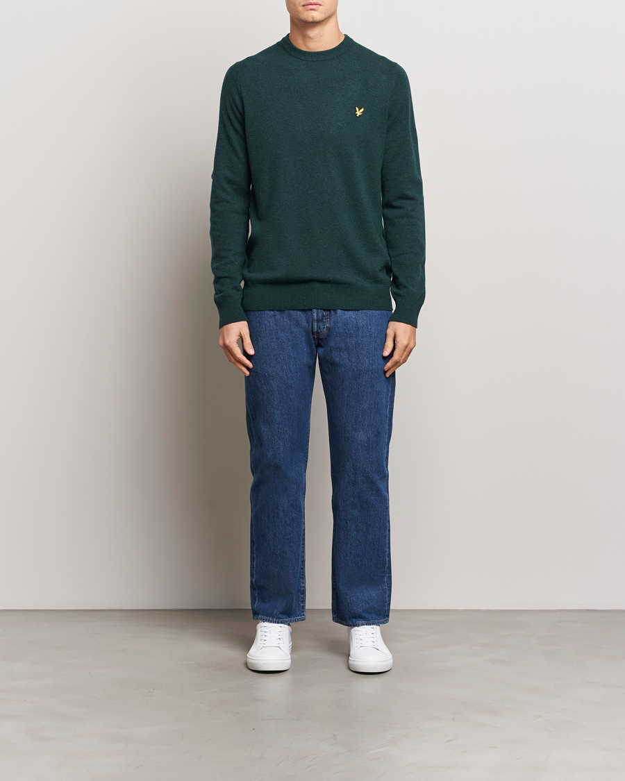 Hombres | Jerséis y prendas de punto | Lyle & Scott | Lambswool Crew Neck Pullover Argyle Teal Marl