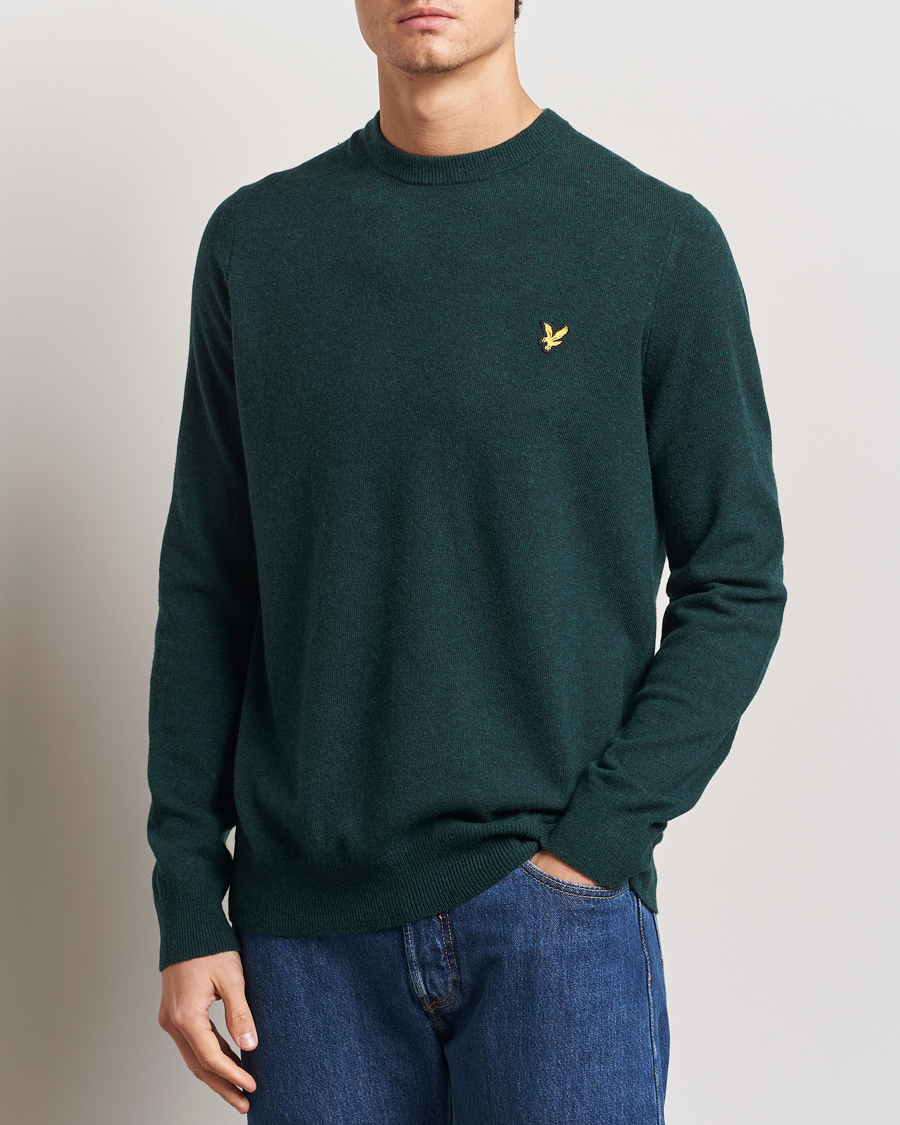 Hombres | Jerséis y prendas de punto | Lyle & Scott | Lambswool Crew Neck Pullover Argyle Teal Marl