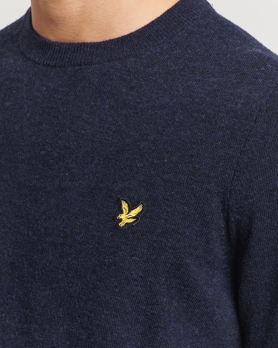 Hombres | Jerséis y prendas de punto | Lyle & Scott | Lambswool Crew Neck Pullover Dark Navy Marl