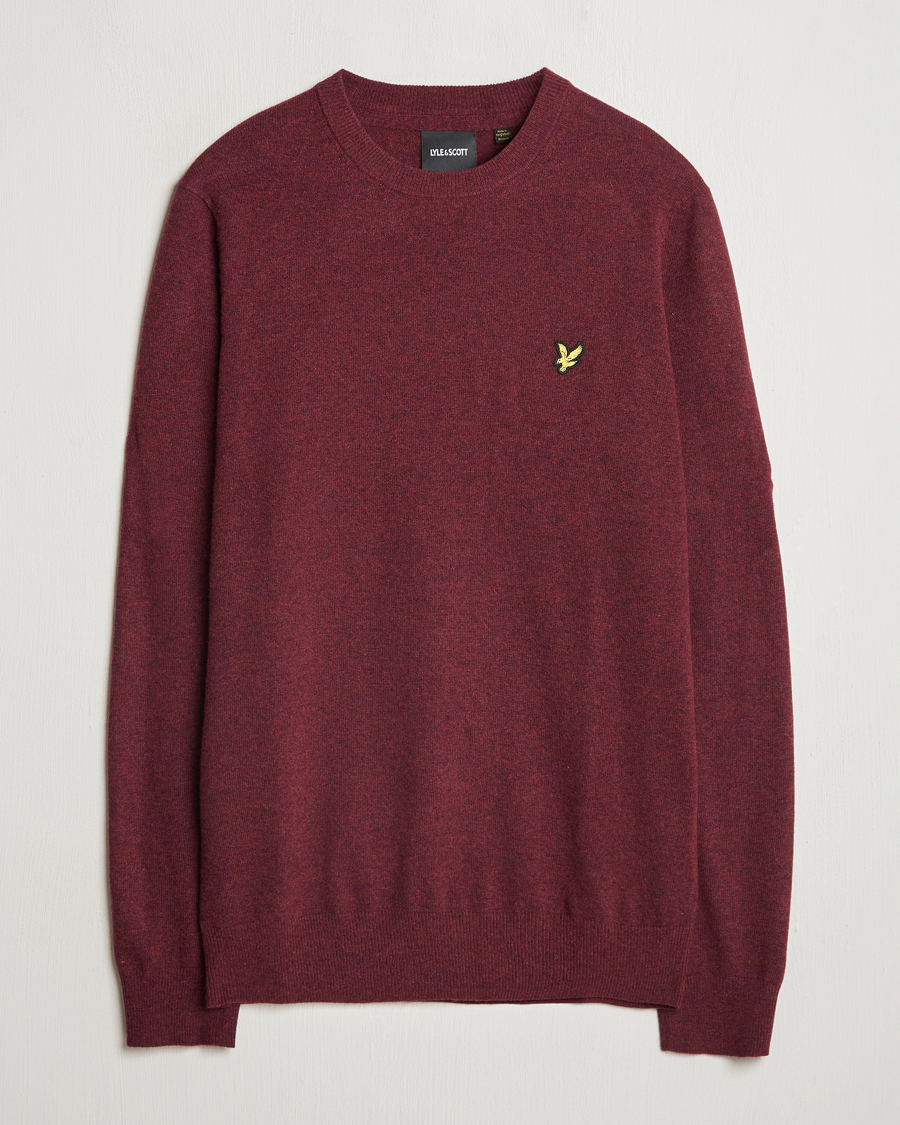 Hombres | Jerséis y prendas de punto | Lyle & Scott | Lambswool Crew Neck Pullover Burgundy Marl