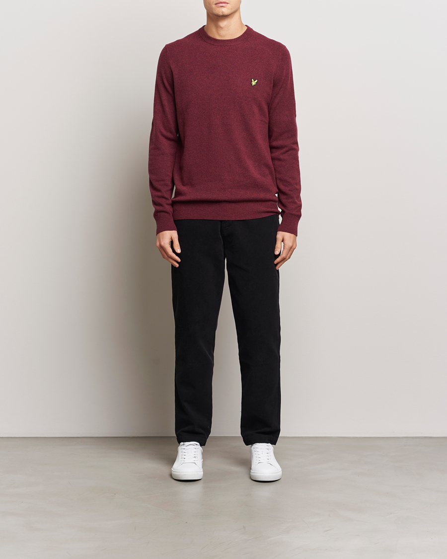 Hombres | Jerséis y prendas de punto | Lyle & Scott | Lambswool Crew Neck Pullover Burgundy Marl