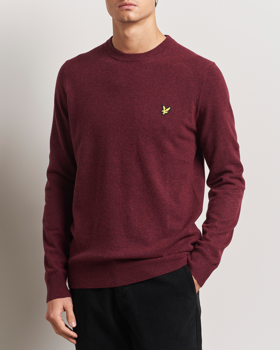 Hombres | Jerséis y prendas de punto | Lyle & Scott | Lambswool Crew Neck Pullover Burgundy Marl