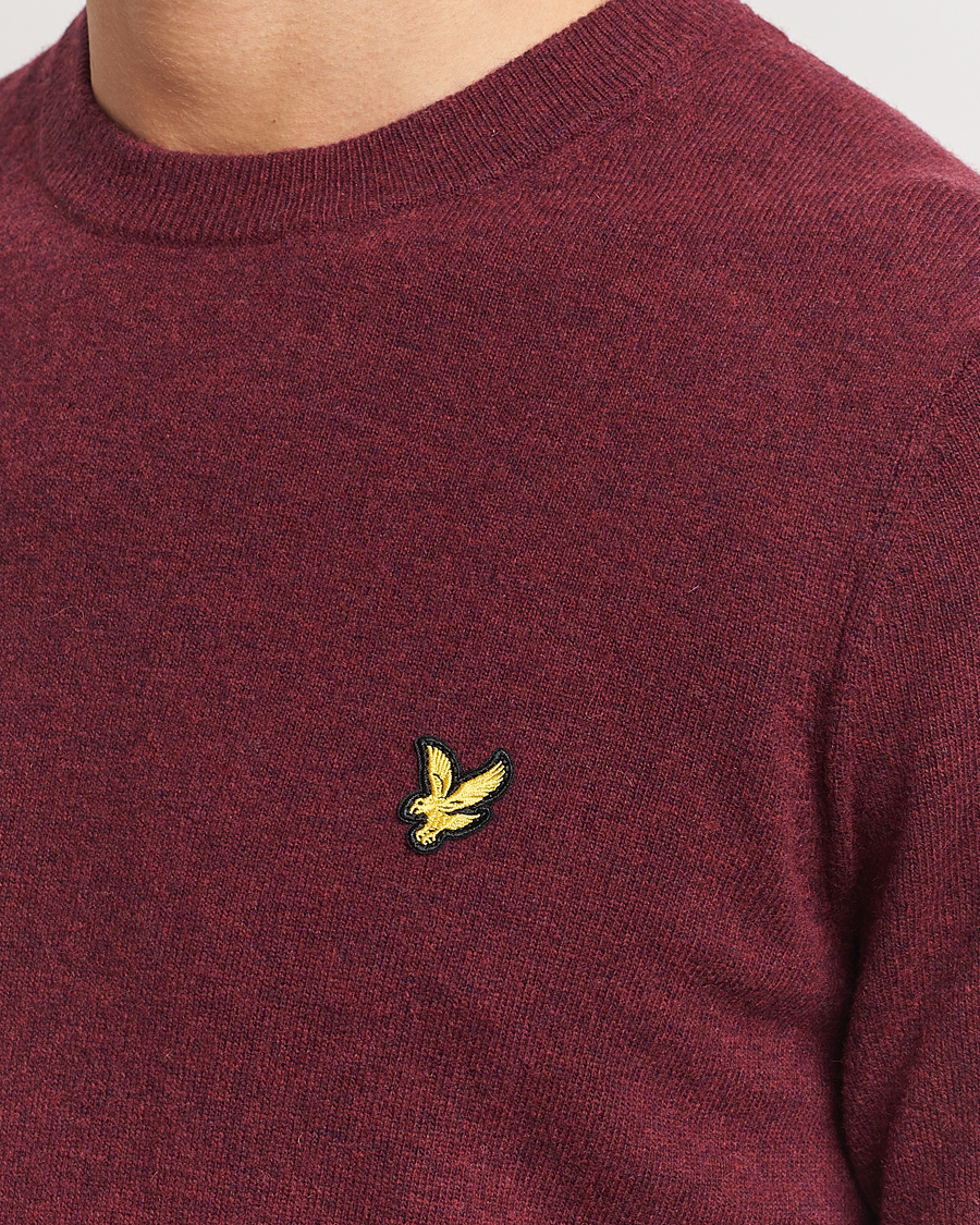 Hombres | Jerséis y prendas de punto | Lyle & Scott | Lambswool Crew Neck Pullover Burgundy Marl