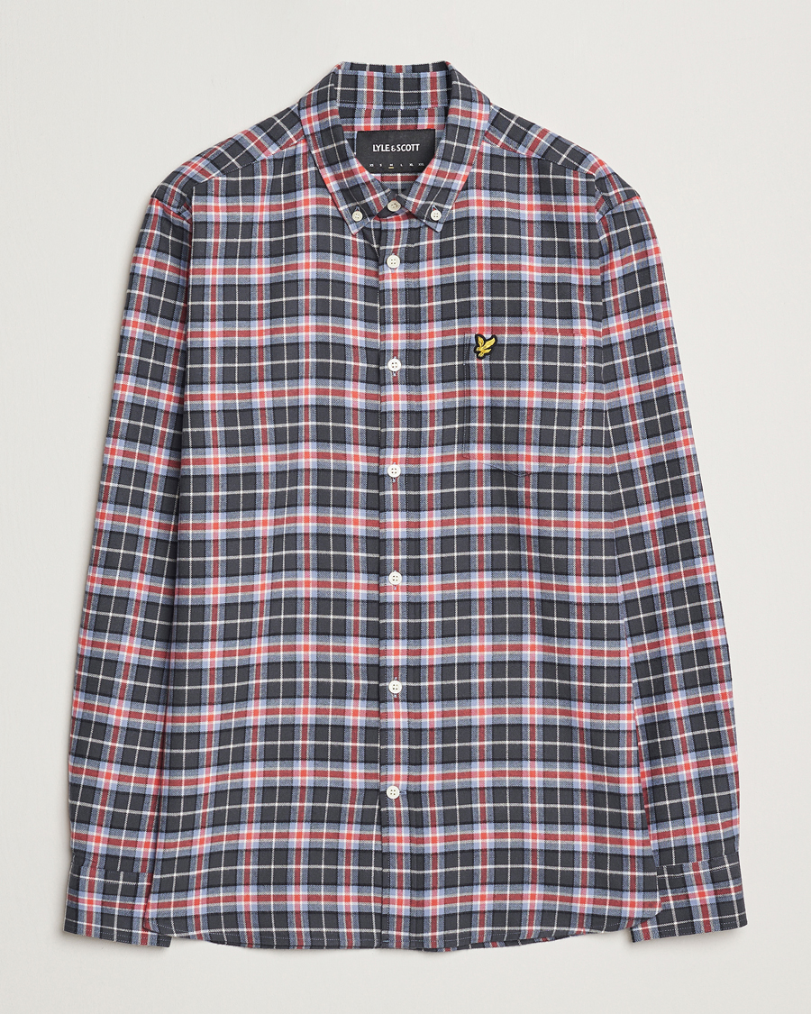 Hombres | Camisas | Lyle & Scott | Checked Flannel Shirt Blue Smoke