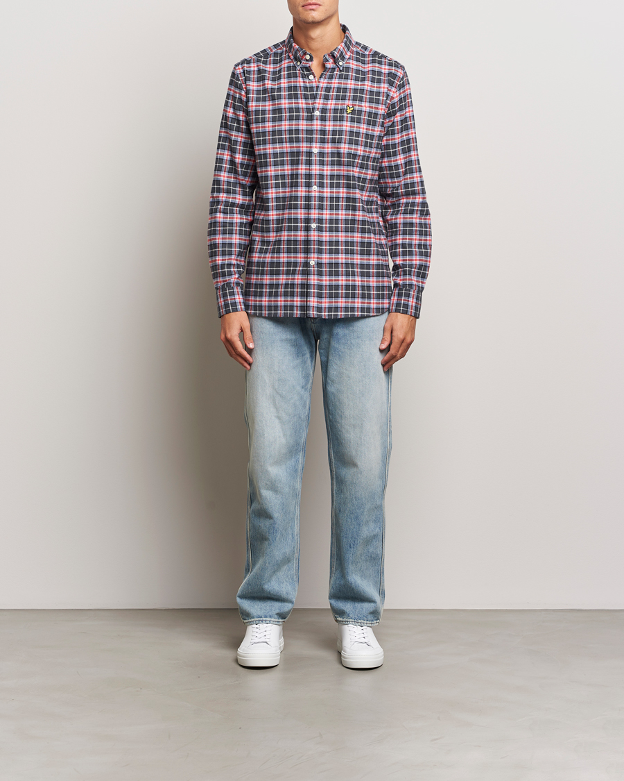 Hombres | Camisas | Lyle & Scott | Checked Flannel Shirt Blue Smoke