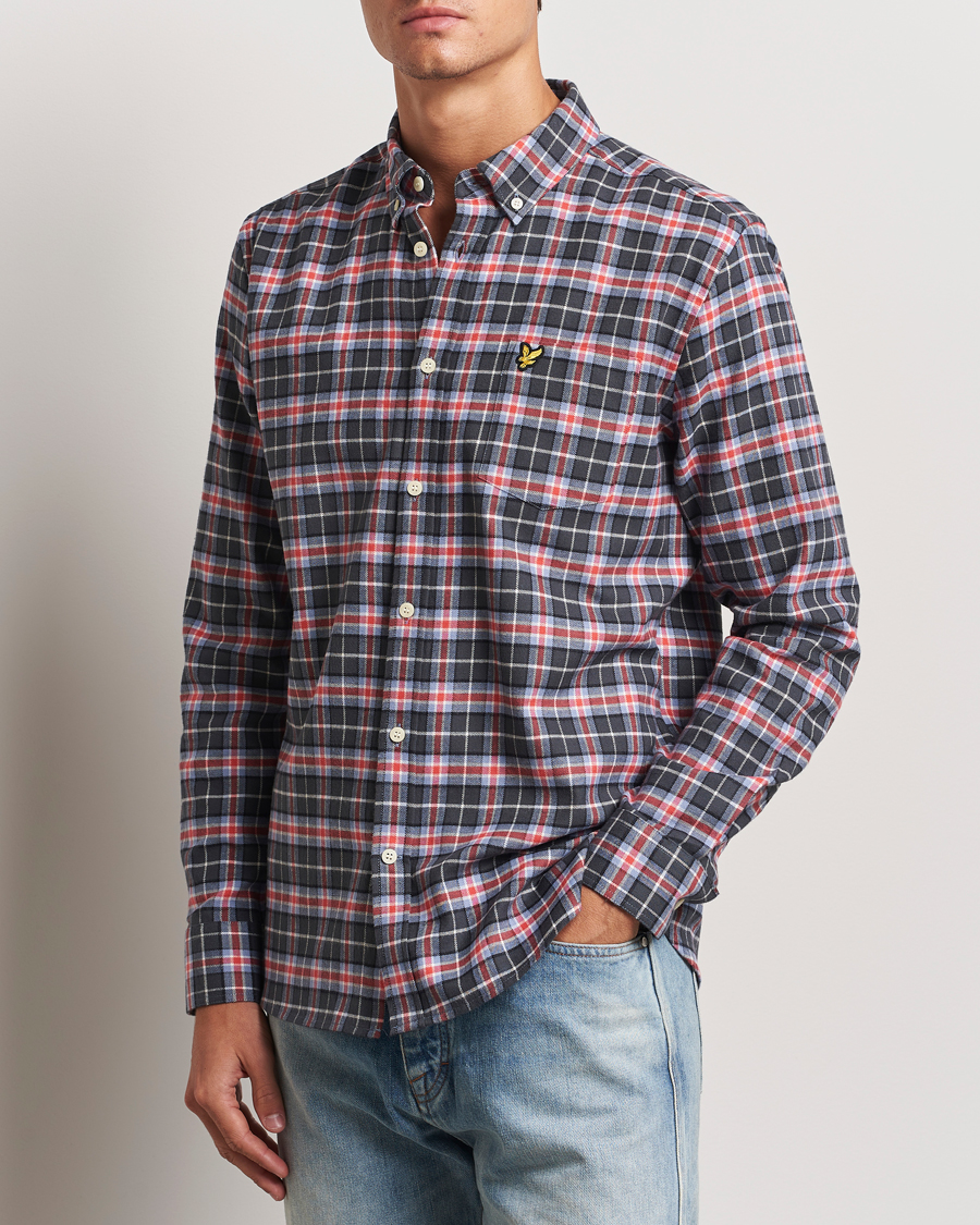 Hombres | Camisas | Lyle & Scott | Checked Flannel Shirt Blue Smoke