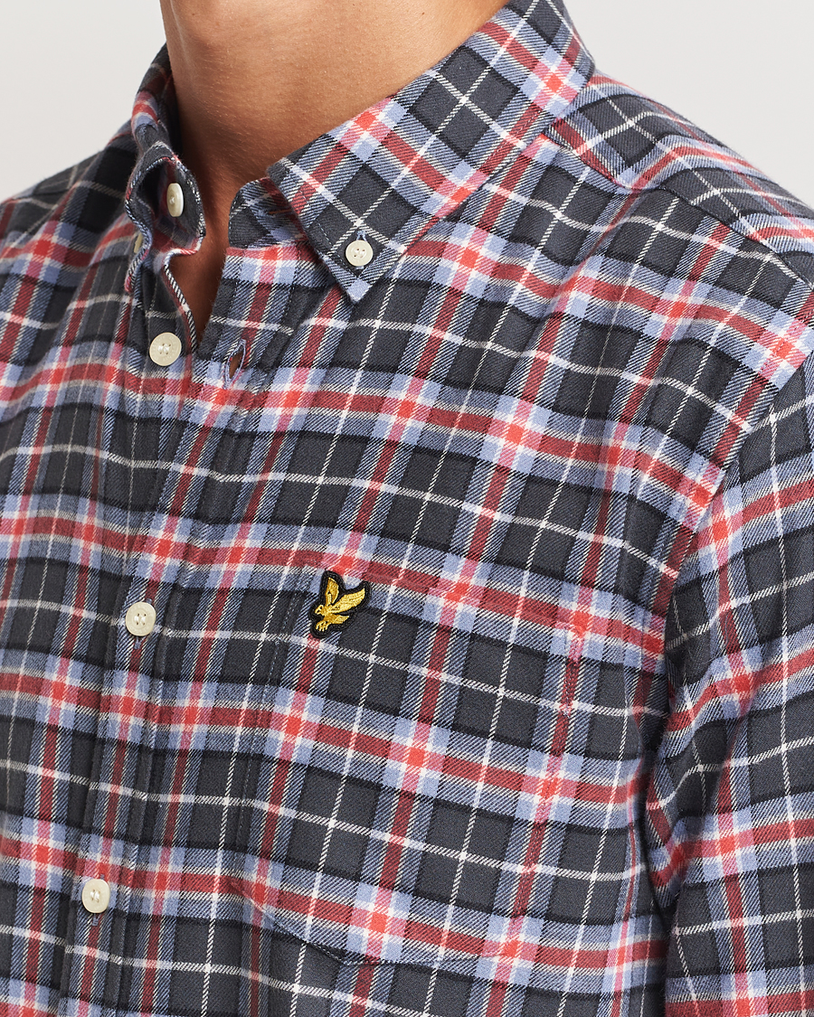 Hombres | Camisas | Lyle & Scott | Checked Flannel Shirt Blue Smoke