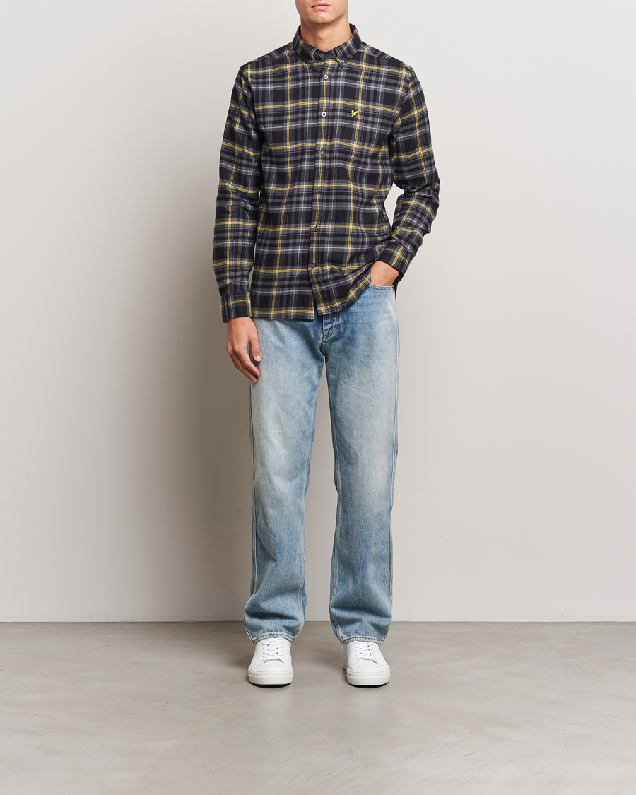 Hombres | Camisas | Lyle & Scott | Checked Flannel Shirt Jet Black