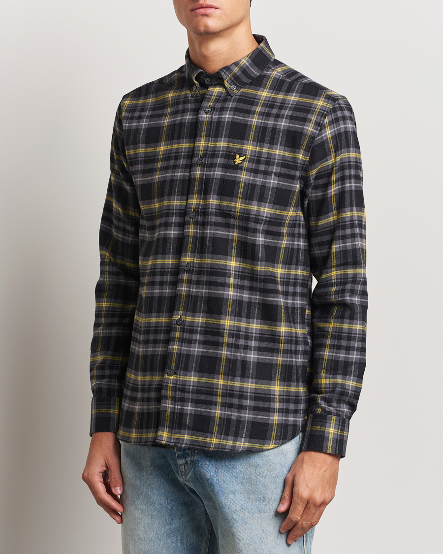 Hombres | Camisas | Lyle & Scott | Checked Flannel Shirt Jet Black