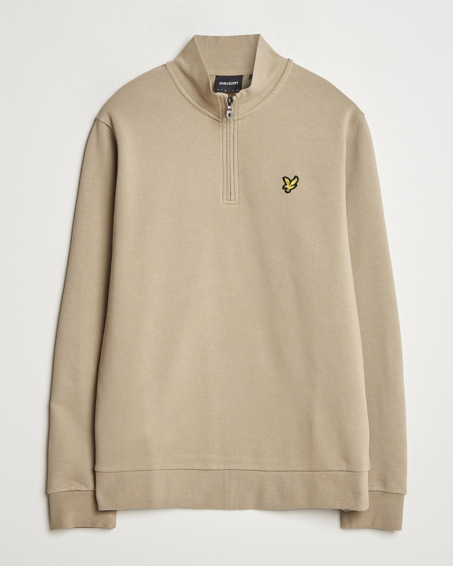 Hombres | Jerséis y prendas de punto | Lyle & Scott | Loopback Half Zip Sweater Sage Uniform