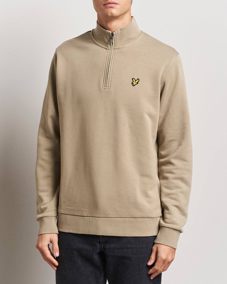 Hombres | Jerséis y prendas de punto | Lyle & Scott | Loopback Half Zip Sweater Sage Uniform