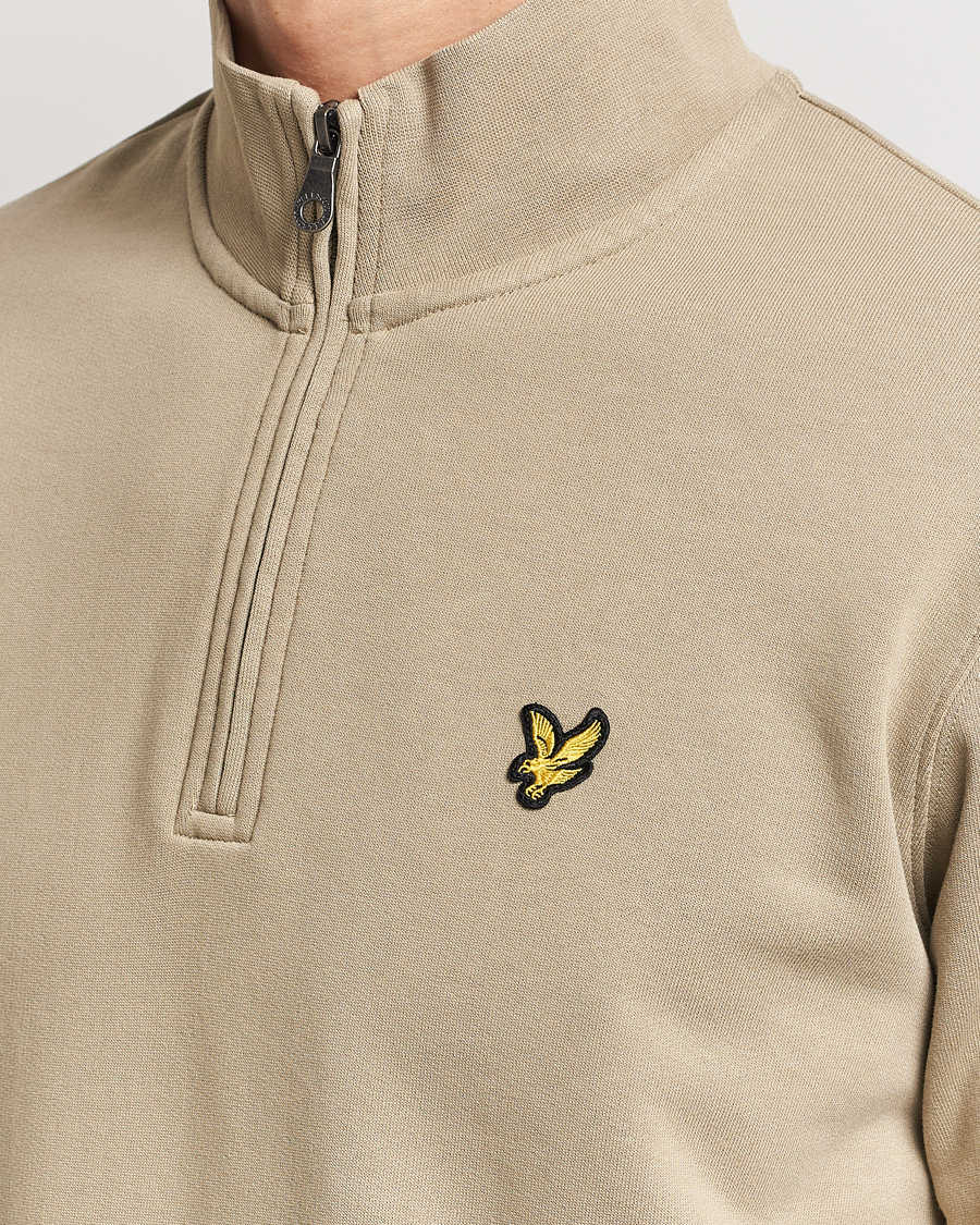 Hombres | Jerséis y prendas de punto | Lyle & Scott | Loopback Half Zip Sweater Sage Uniform