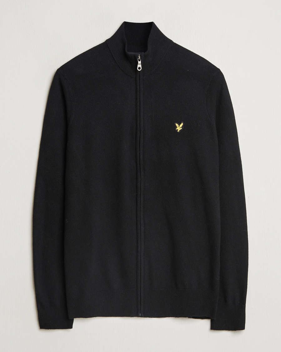 Hombres | Jerséis y prendas de punto | Lyle & Scott | Lambswool Full Zip Jet Black Marl