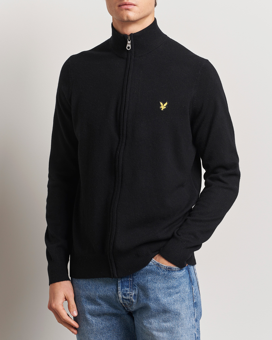 Hombres | Jerséis y prendas de punto | Lyle & Scott | Lambswool Full Zip Jet Black Marl