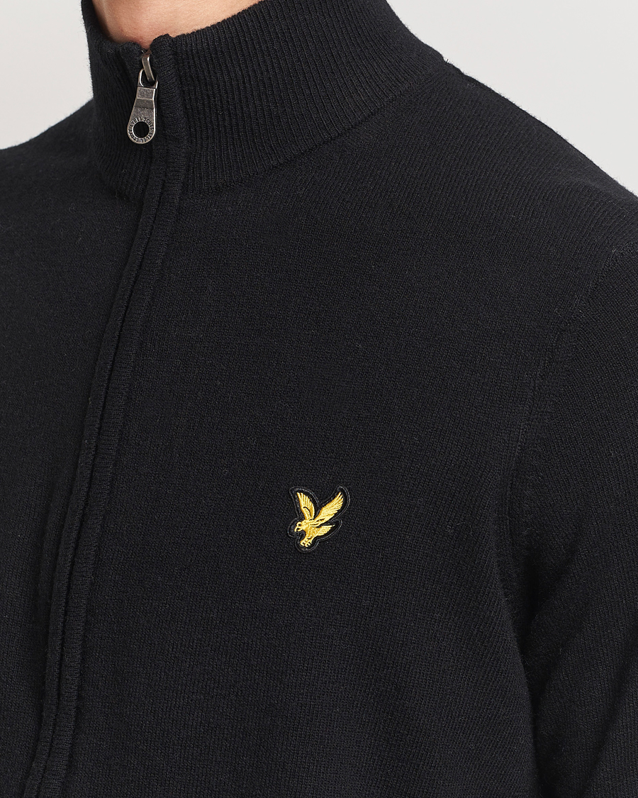 Hombres | Jerséis y prendas de punto | Lyle & Scott | Lambswool Full Zip Jet Black Marl