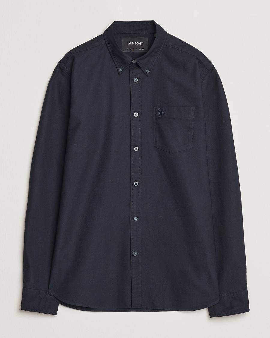 Hombres | Camisas | Lyle & Scott | Tonal Eagle Plain Oxford Shirt Dark Navy