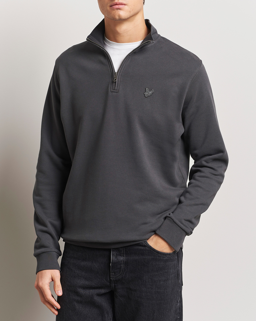 Hombres | Jerséis y prendas de punto | Lyle & Scott | Tonal Eagle Half Zip Sweater Gunmetal