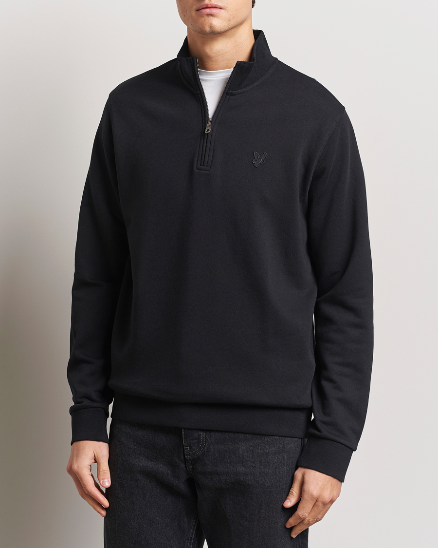 Hombres | Jerséis y prendas de punto | Lyle & Scott | Tonal Eagle Half Zip Sweater Jet Black