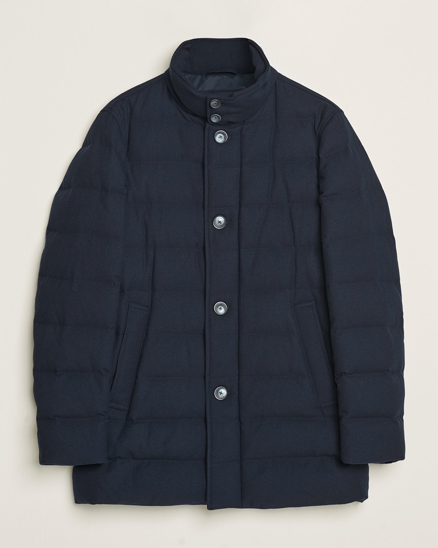 Hombres | Abrigos y chaquetas | Herno | Cashmere Flannel Down Coat Navy