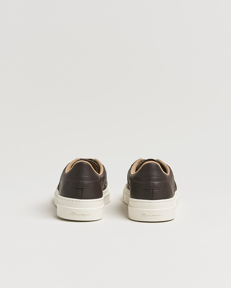 Hombres | Santoni Double Buckle Sneakers Dark Brown Grain | Santoni | Double Buckle Sneakers Dark Brown Grain