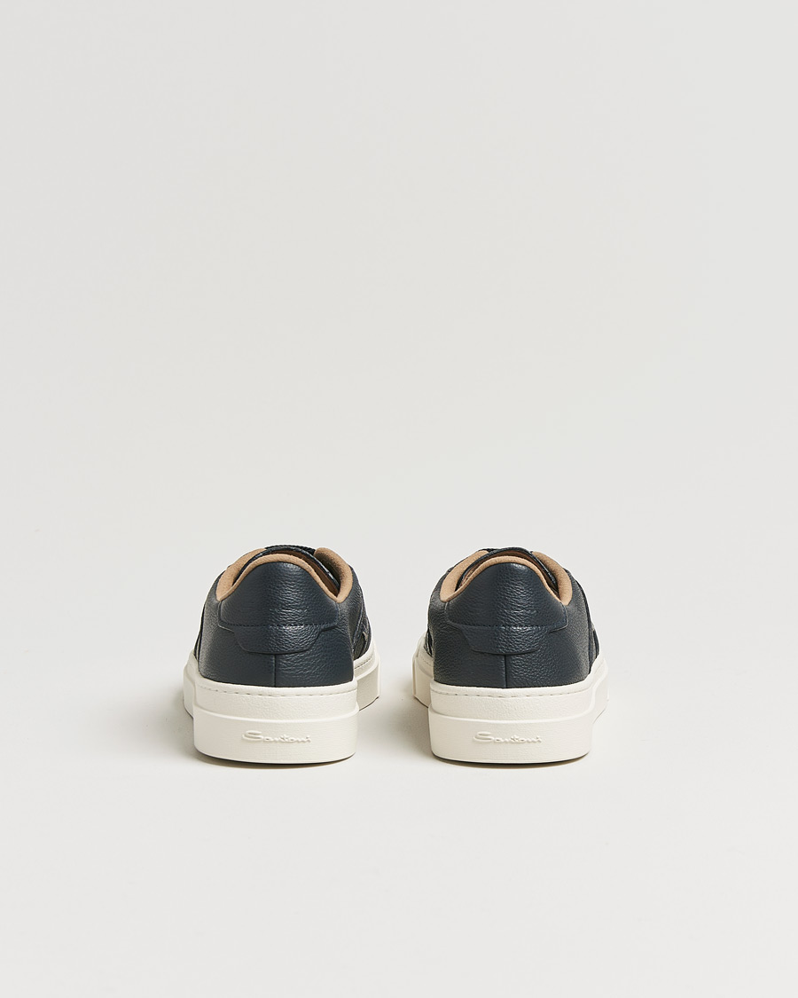 Hombres | Santoni Double Buckle Sneakers Navy Grain | Santoni | Double Buckle Sneakers Navy Grain