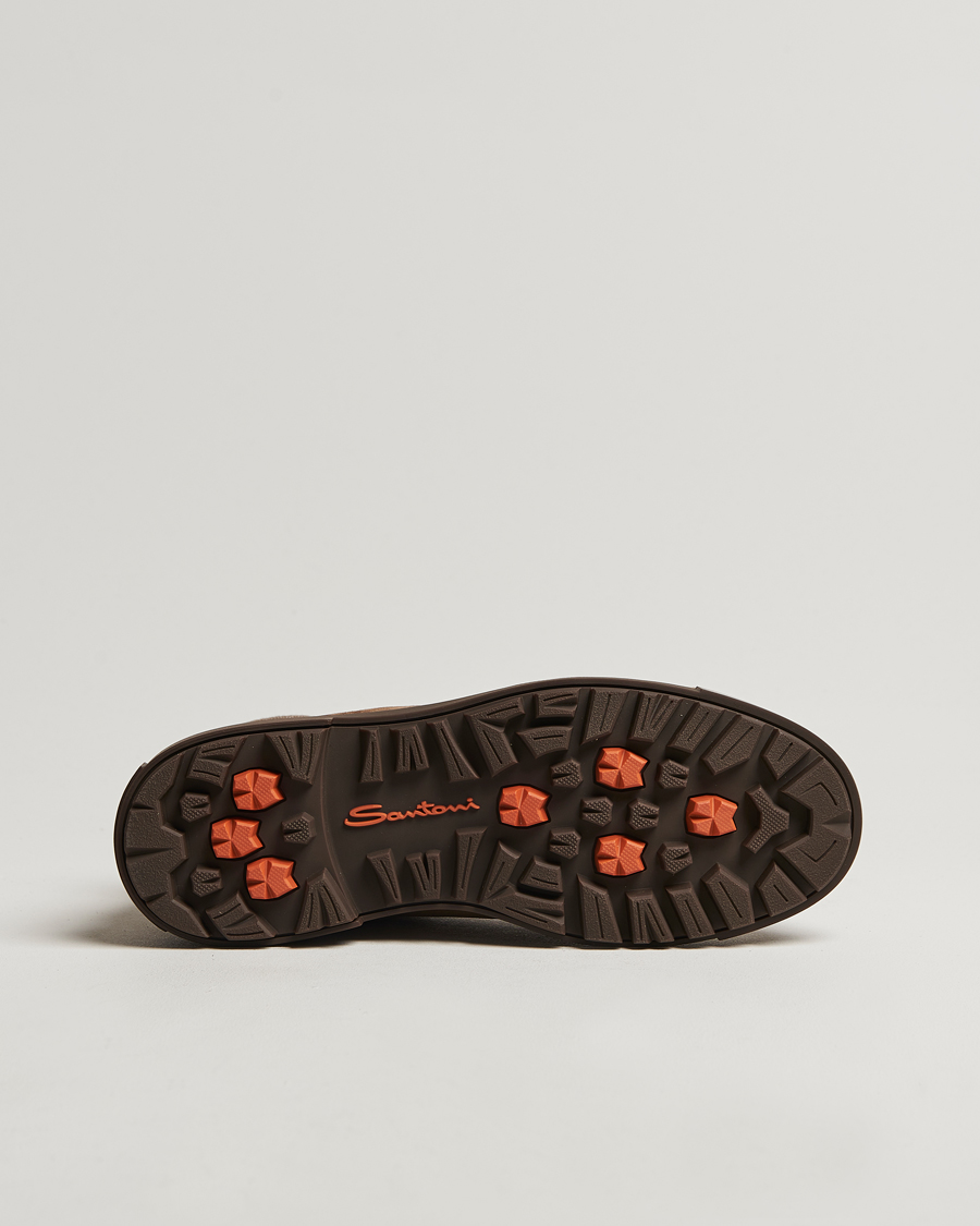 Hombres | Santoni St Moritz No Lace Boot Dark Brown Suede | Santoni | St Moritz No Lace Boot Dark Brown Suede