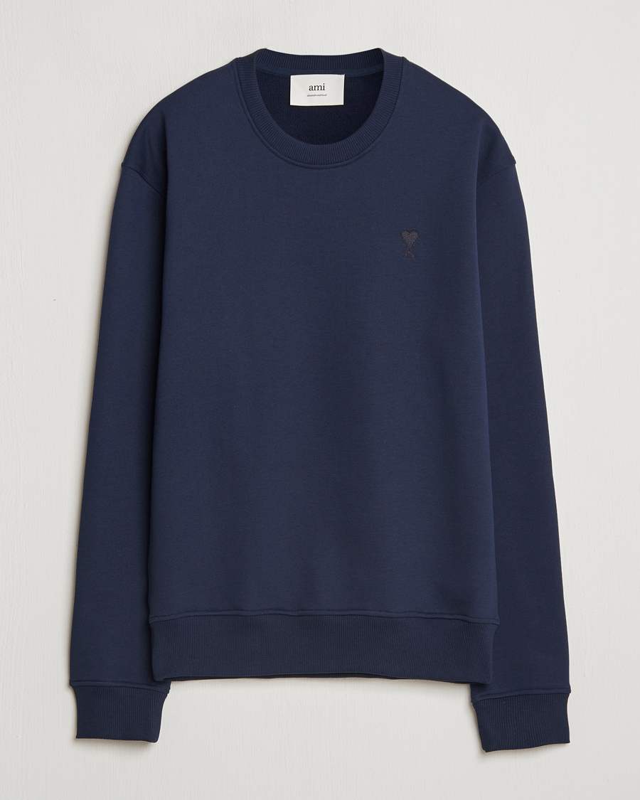 Hombres | Jerséis y prendas de punto | AMI | Tonal Heart Logo Sweatshirt Night Blue