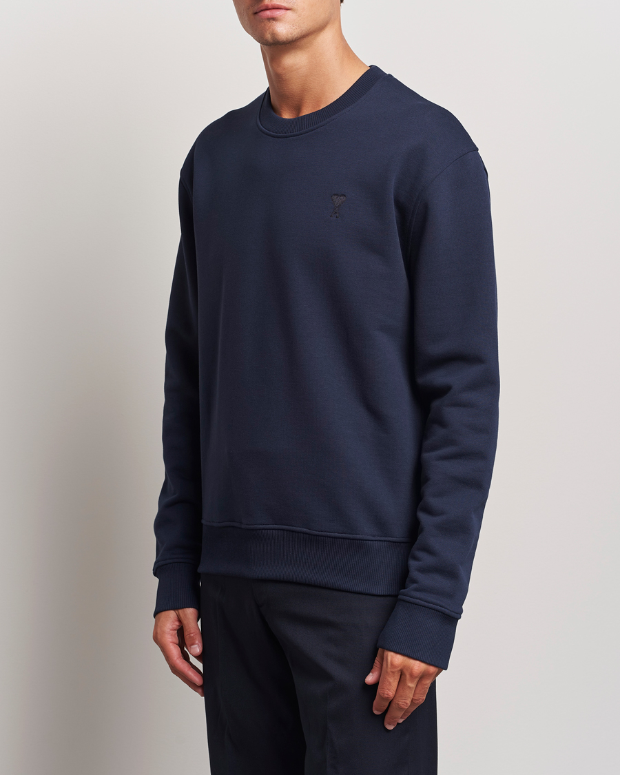 Hombres | Jerséis y prendas de punto | AMI | Tonal Heart Logo Sweatshirt Night Blue