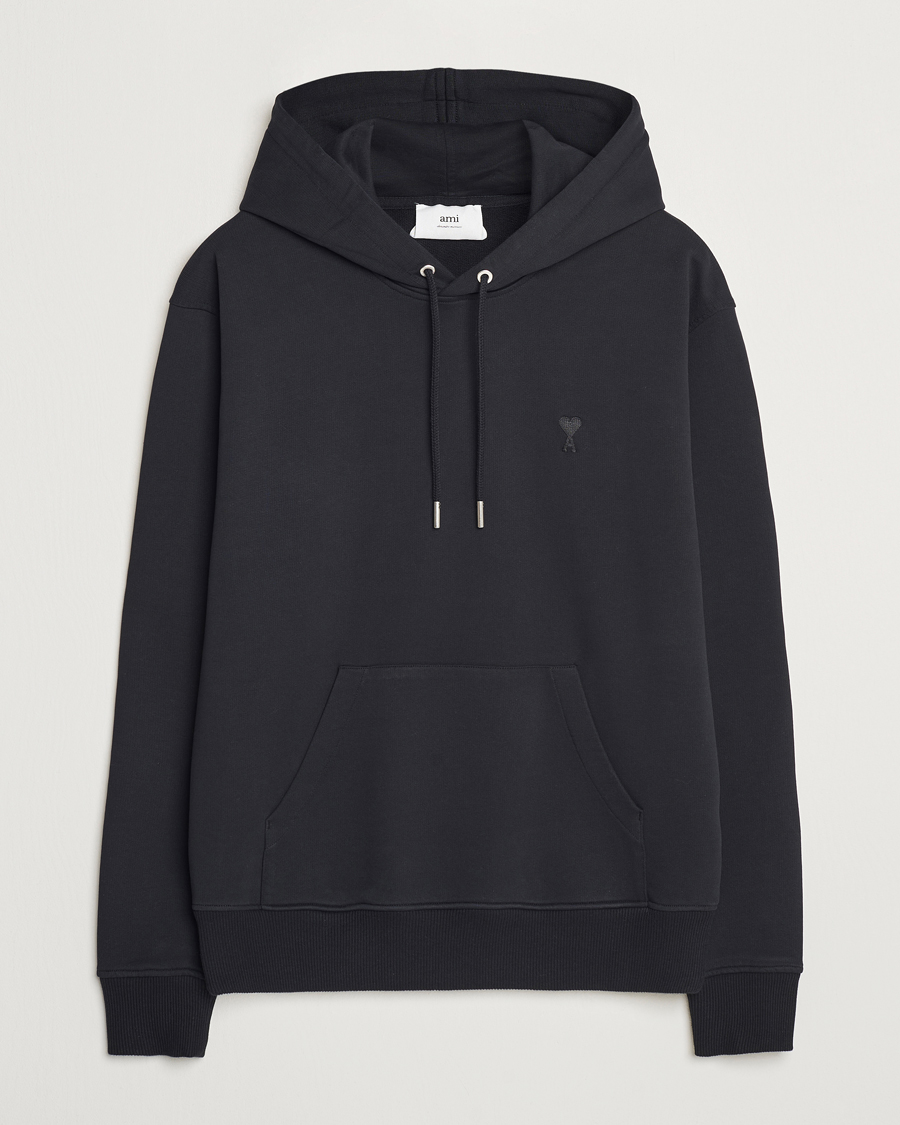 Hombres | Jerséis y prendas de punto | AMI | Tonal Heart Logo Hoodie Black
