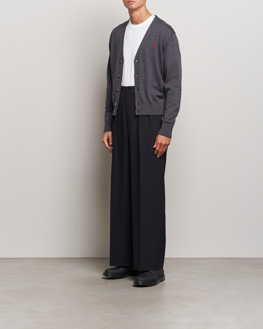 Hombres | Jerséis y prendas de punto | AMI | Heart Logo Cardigan Heather Grey