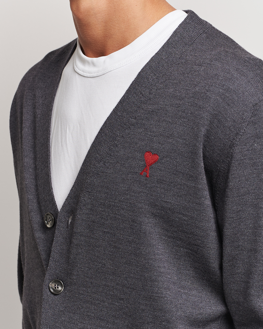 Hombres | Jerséis y prendas de punto | AMI | Heart Logo Cardigan Heather Grey