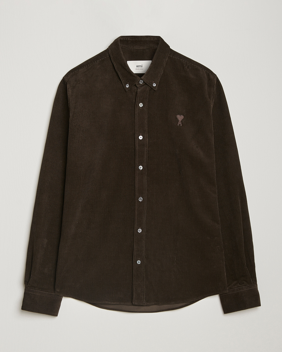 Hombres | Camisas | AMI | Classic Fit Corduroy Shirt Dark Coffee