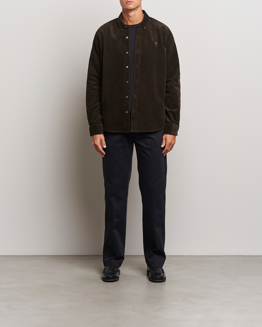Hombres | Camisas | AMI | Classic Fit Corduroy Shirt Dark Coffee
