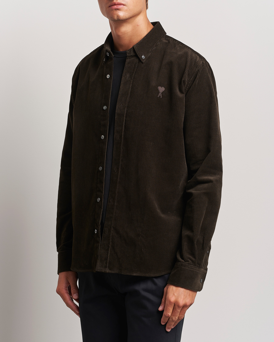 Hombres | Camisas | AMI | Classic Fit Corduroy Shirt Dark Coffee