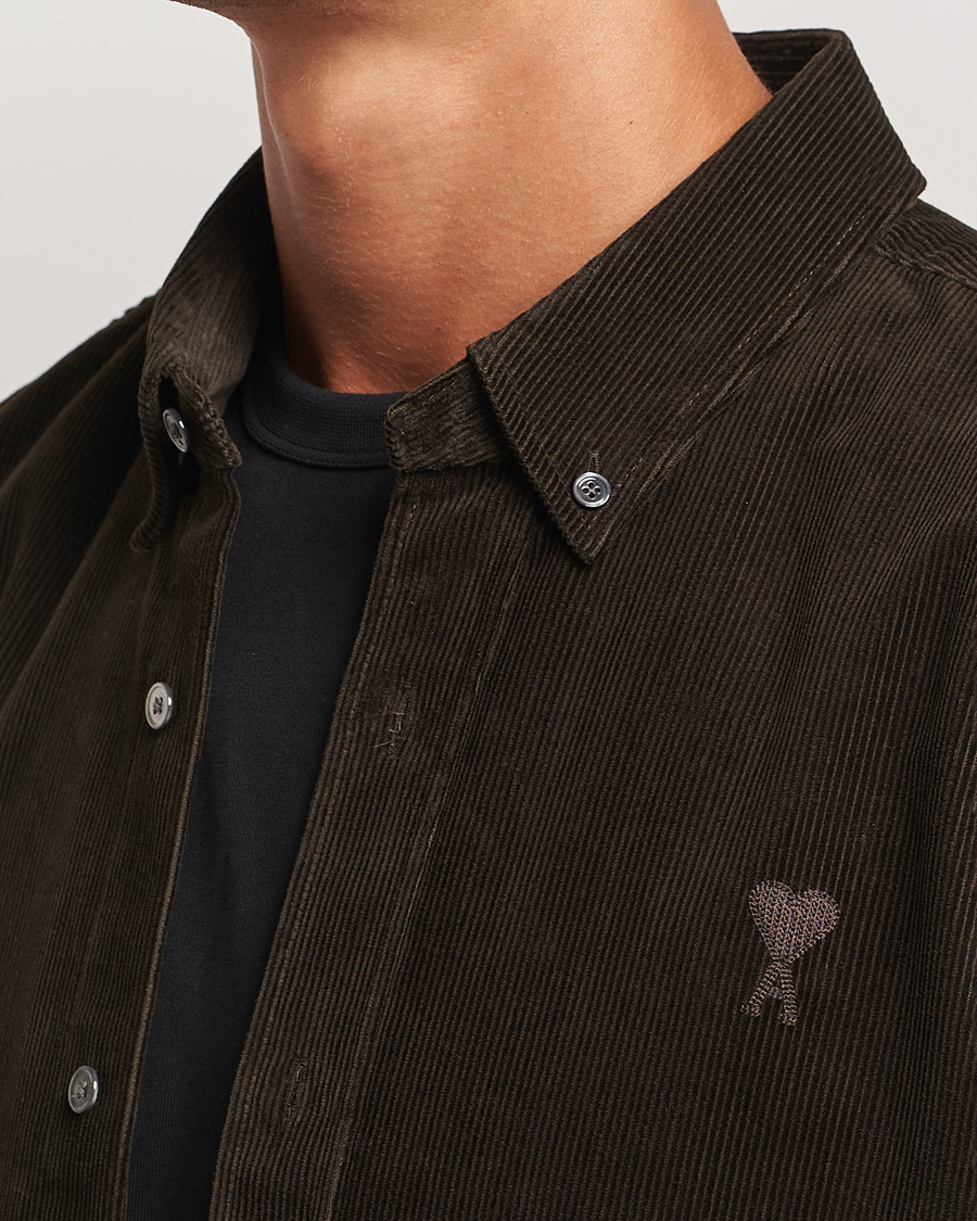 Hombres | Camisas | AMI | Classic Fit Corduroy Shirt Dark Coffee