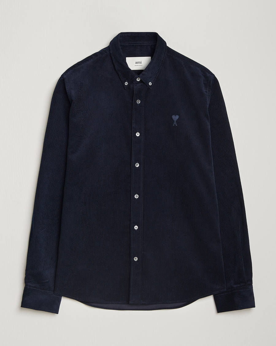 Hombres | Camisas | AMI | Classic Fit Corduroy Shirt Navy