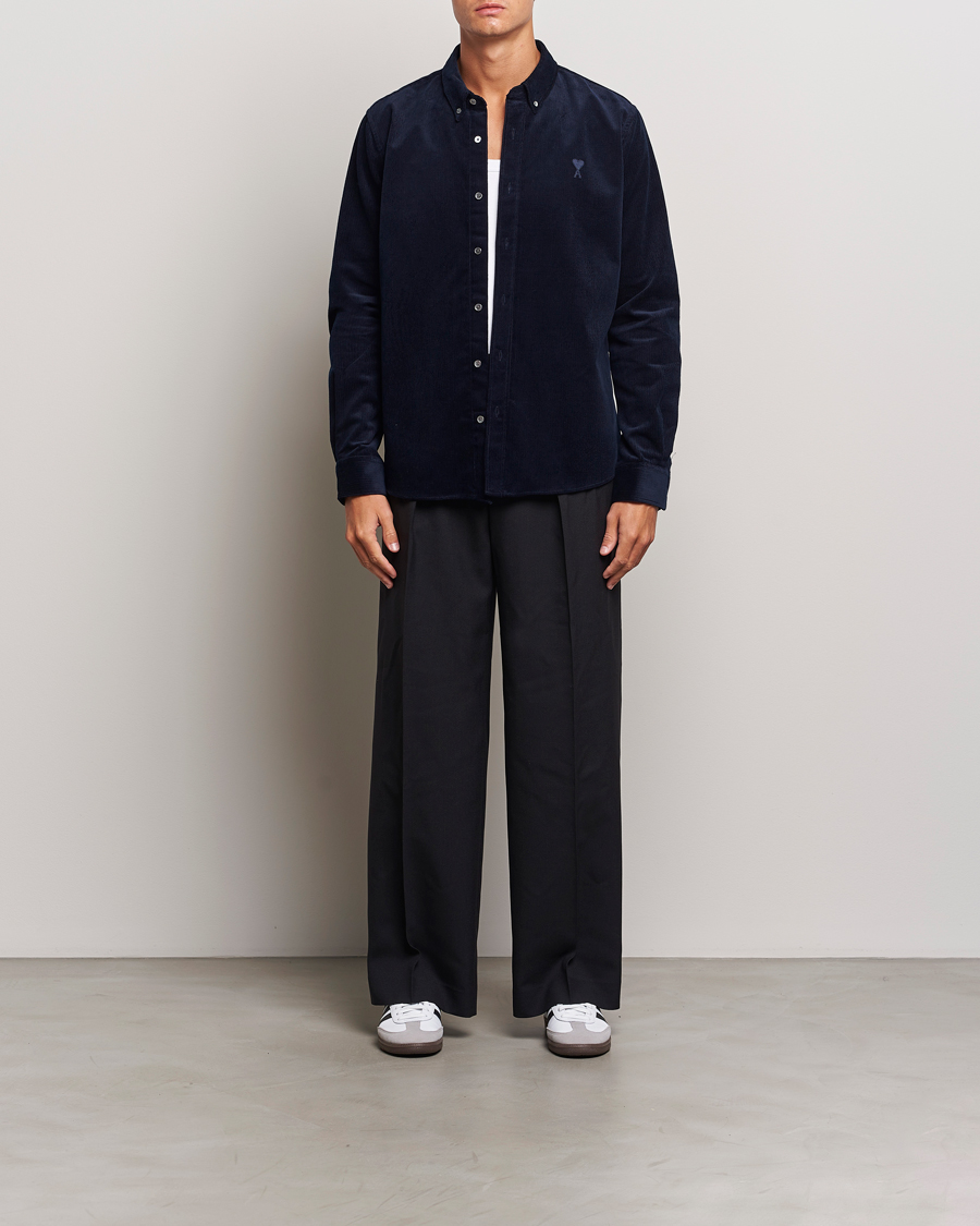 Hombres | Camisas | AMI | Classic Fit Corduroy Shirt Navy
