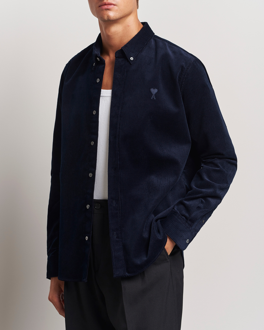 Hombres | Camisas | AMI | Classic Fit Corduroy Shirt Navy