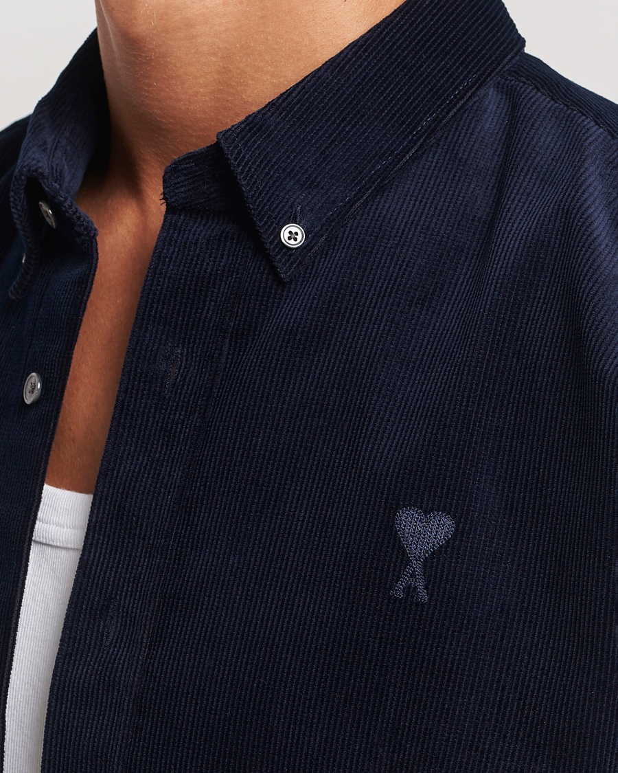 Hombres | Camisas | AMI | Classic Fit Corduroy Shirt Navy